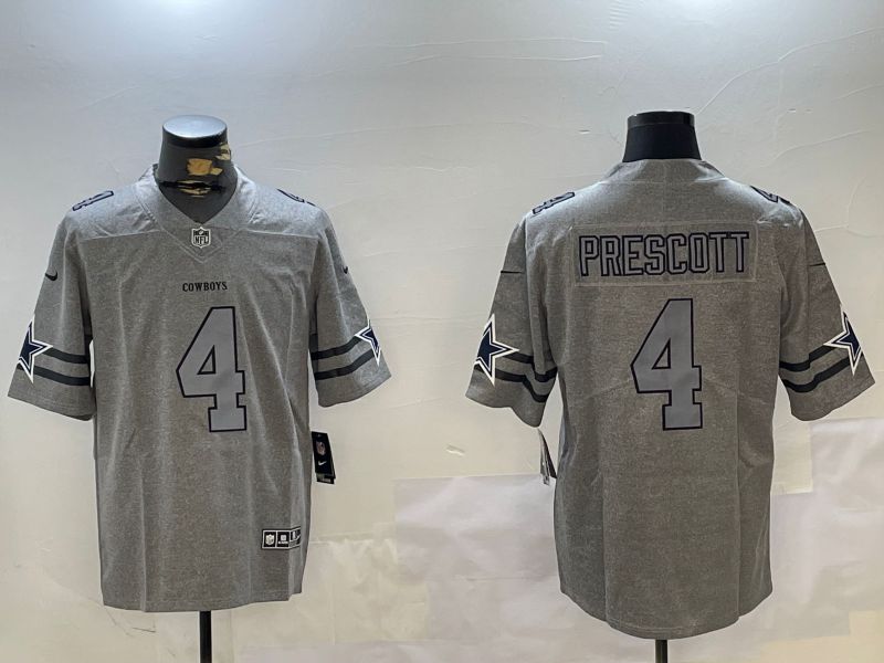 Men Dallas Cowboys #4 Prescott Grey Throwback 2024 Nike Limited NFL Jersey style 1